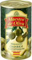 Оливки с огурчиком "Maestro de Oliva", 300г ж/б